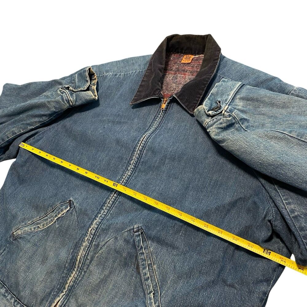 Vintage Big Ben Denim Detroit Jacket Coat Blanket Lined USA Made 70s Scoville XL - Picture 6 of 9